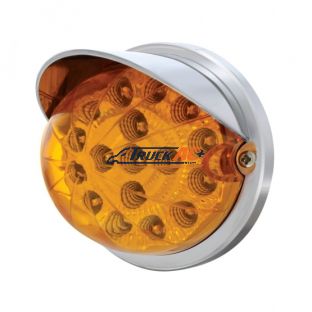 17 LED Watermelon Clear Reflector Flush Mount Kit With Visor - Amber LED/Amber Lens - United Pacific 37282