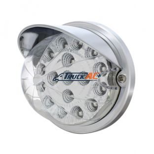 17 LED Watermelon Clear Reflector Flush Mount Kit With Visor - Amber LED/Clear Lens - United Pacific 37284