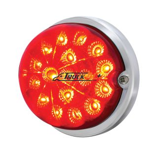 17 LED Dual Function Watermelon Clear Reflector Flush Mount Kit - Red LED/Red Lens - United Pacific 37913