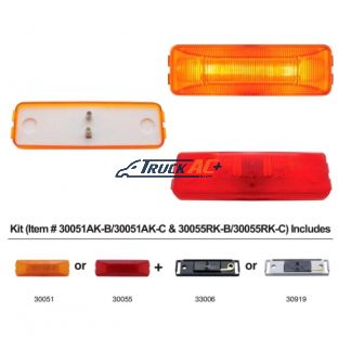 Rectangular Light Kit (Clearance/Marker) With Chrome Bracket - Red Lens - United Pacific 30055RK-C
