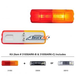 Incandescent Rectangular Fender Mount Light (Clearance/Marker) With Black Bracket - Amber & Red Lens - United Pacific 31050ARK-B