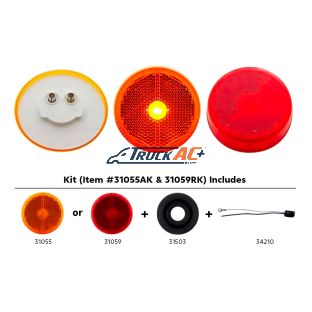 2-1/2" Round Reflectorized Light Kit (Clearance/Marker) - Amber Lens - United Pacific 31055AK