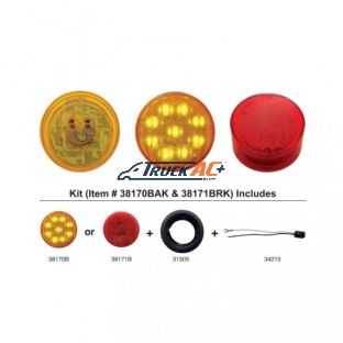 9 LED 2" Round Light Kit (Clearance/Marker) - Amber LED/Amber Lens - United Pacific 38170BAK