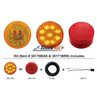 9 LED 2" Round Light Kit (Clearance/Marker) - Red LED/Red Lens - United Pacific 38171BRK