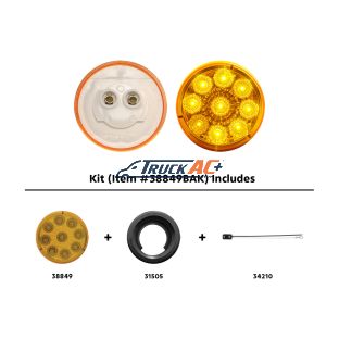 9 LED 2" Round Reflector Light Kit (Clearance/Marker) - Amber LED/Amber Lens - United Pacific 38849BAK
