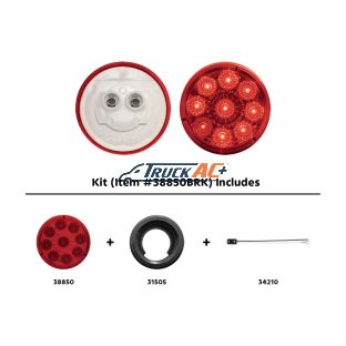 9 LED 2" Round Reflector Light Kit (Clearance/Marker) - Red LED/Red Lens - United Pacific 38850BRK