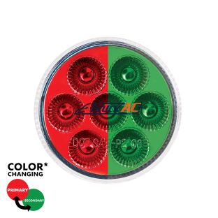 7 LED 2" Round Double Fury Light (Clearance/Marker) - Red & Green LED/Clear Lens - United Pacific 35943