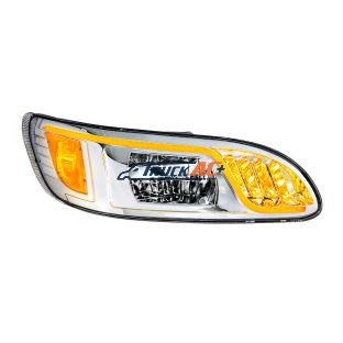 Chrome LED Headlight With LED Turn, Position, & DRL For Peterbilt 386(2005-2015) & 387(1999-2010)- Passenger - United Pacific 31083