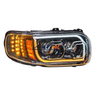 High Power LED "Blackout" Headlight With 16 LED Turn & 57 LED Bar For 2008-2024 Peterbilt 389- Passenger - United Pacific 31147