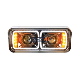High Power LED "Blackout" Projection Headlight With LED Turn Signal & Position Light Bar - Driver - United Pacific 31156