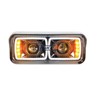 High Power LED "Blackout" Projection Headlight With LED Turn Signal & Position Light Bar - Passenger - United Pacific 31157