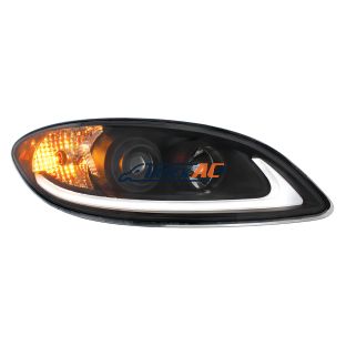 3596016C93 Black Projection Headlight With LED Light Bar For 2006-2017 International Prostar - Passenger - United Pacific 31184