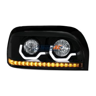 Blackout Headlight With LED Turn Signal & Light Bar For 1996-2010 Freightliner Century - Passenger - United Pacific 31206