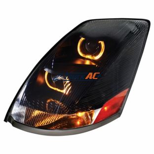 20359833, 20496653, 2081707, 20835984, 82329124 Blackout Projection Headlight With Amber LED Light Bar For 2003-2017 Volvo VN/VNL - Driver - United Pacific 31232