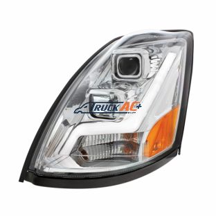 20359833, 20496653, 2081707, 20835984, 82329124 Chrome Projection Headlight With LED Position Light Bar For 2003-2017 Volvo VN/VNL - Driver - United Pacific 31445