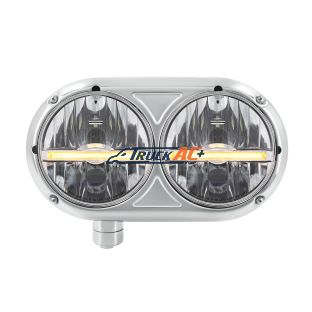 Headlight Assembly With 304 SS Housing & LED Headlights W/Amber LED Position Light For Peterbilt 359 - Driver - United Pacific 32142