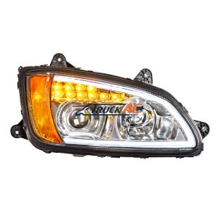 Chrome Projection Headlight With LED Turn Signal & Position Light For 2008-2017 Kenworth T660 - Passenger - United Pacific 32780
