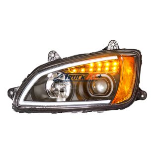 Blackout Projection Headlight With LED Turn Signal & Position Light For 2008-2017 Kenworth T660 - Driver - United Pacific 32781