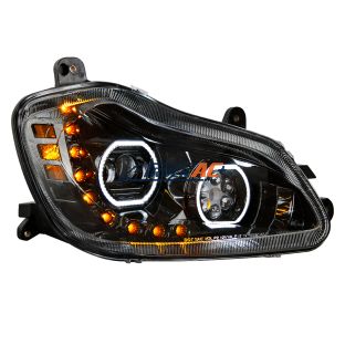 Black 10 LED Headlight For 2013-2021 Kenworth T680 - Passenger Side - United Pacific 35744