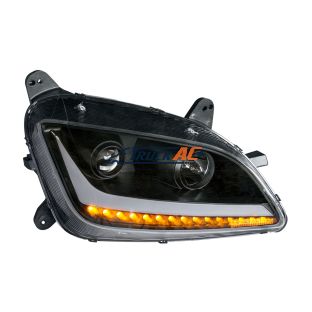 Black Projection Headlight With LED Position & Signal For 2012-2021 Peterbilt 579- Passenger - United Pacific 35815