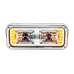 10 High Power LED "Chrome" Projection Headlight With LED Turn Signal & Position Light Bar - Passenger - United Pacific 35824