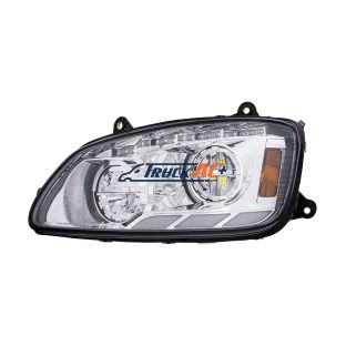 Chrome LED Headlight With Sequential Turn Signal & Position Light Bars For 2008-17 Kenworth T660 - Driver - United Pacific 35879