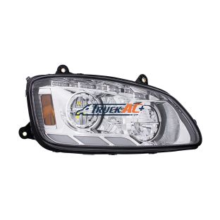Chrome LED Headlight With Sequential Turn Signal & Position Light Bars For 2008-17 Kenworth T660 - Passenger - United Pacific 35880