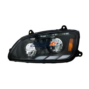 Black LED Headlight With Sequential Turn Signal & Position Light Bars For 2008-17 Kenworth T660 - Driver - United Pacific 35881