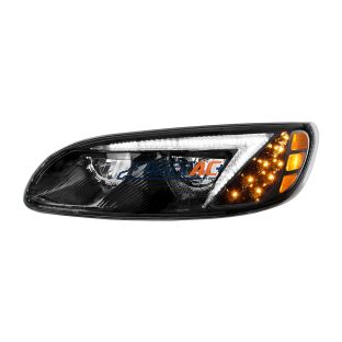 Black LED Headlight For Peterbilt 386 (2005-2015) & 387 (1999-2010) - Driver - United Pacific 35885