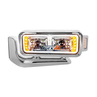 10 High Power LED "Chrome" Projection Headlight Assembly W/Mounting Arm & Turn Signal Side Pod - Driver Side - United Pacific 35897