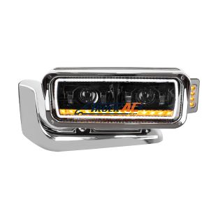 High Power LED Black Projection Headlight Assembly With Mounting Arm & Turn Signal - Driver - United Pacific 35913