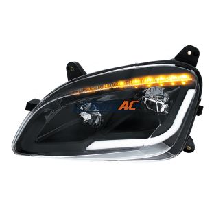 Black LED Headlight W/Sequential LED Turn Signal For Peterbilt 579 (2012-21) & 587 (2010-16) - Driver - United Pacific 35917