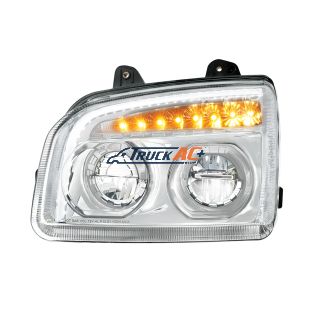 High Power LED Chrome Headlight With LED Turn Signal & Light Bar For 2015-2025 Kenworth T880-Driver - United Pacific 32864