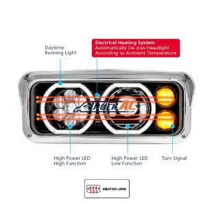 Blackout High Power Heated 10 LED Headlight With LED Turn & DRL-Driver - United Pacific 32878