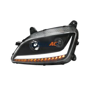 Black Projection Headlight With LED Position & Sequential Signal For 2012-2021 Peterbilt 579- Driver - United Pacific 32926