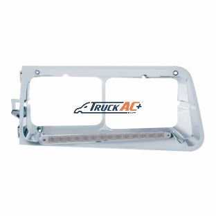 14 LED Headlight Bezel For 1989-2009 Freightliner FLD - Passenger - Amber LED/Clear Lens - United Pacific 32367