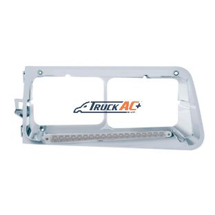 19 LED Headlight Bezel For 1989-2009 Freightliner FLD - Passenger - Amber LED/Clear Lens - United Pacific 32489