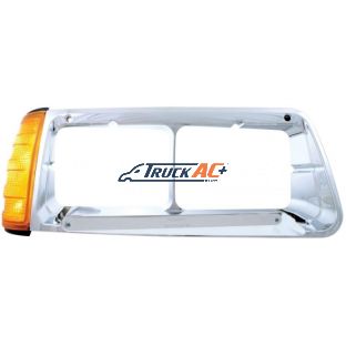 14 LED Headlight Bezel With Turn Signal For 1989-2009 Freightliner FLD - Passenger - Amber LED/Chrome Lens - United Pacific 32497