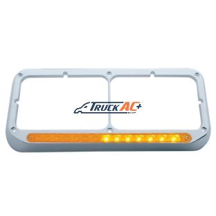 Rectangular Dual Headlight Bezel With LED Sequential Light Bar (Driver) - Amber LED/Amber Lens - United Pacific 32504