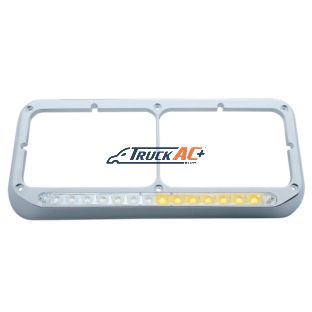 Rectangular Dual Headlight Bezel With LED Sequential Light Bar (Driver) - Amber LED/Clear Lens - United Pacific 32505