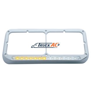 Rectangular Dual Headlight Bezel With LED Sequential Light Bar (Passenger) - Amber LED/Clear Lens - United Pacific 32507