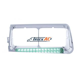 14 LED Headlight Bezel For 1989-2009 Freightliner FLD - Driver - Green LED/Clear Lens - United Pacific 32581
