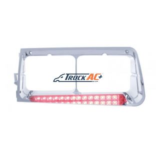 14 LED Headlight Bezel For 1989-2009 Freightliner FLD - Driver - Red LED/Clear Lens - United Pacific 32582