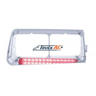 14 LED Headlight Bezel For 1989-2009 Freightliner FLD - Passenger - Red LED/Clear Lens - United Pacific 32586