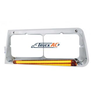 24 LED Headlight Bezel With GloLight For 1989-2009 Freightliner FLD - Driver - Amber Lens - United Pacific 32702