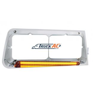24 LED Headlight Bezel With GloLight For 1989-2009 Freightliner FLD - Passenger - Amber Lens - United Pacific 32703
