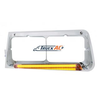 24 LED Headlight Bezel With GloLight For 1989-2009 Freightliner FLD - Driver - Clear Lens - United Pacific 32704