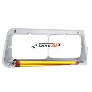 24 LED Headlight Bezel With GloLight For 1989-2009 Freightliner FLD - Passenger - Clear Lens - United Pacific 32705