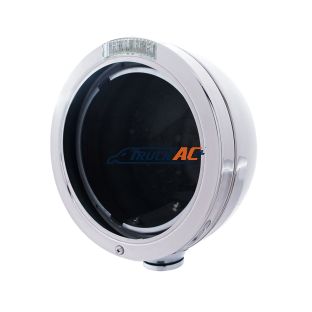 Stainless Steel Bullet Classic Headlight No Bulb With LED Turn Signal - Clear Lens - United Pacific 31732