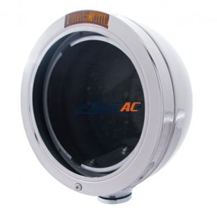 Stainless Steel Bullet Classic Headlight No Bulb With Turn Signal Light - Amber Lens - United Pacific 31191